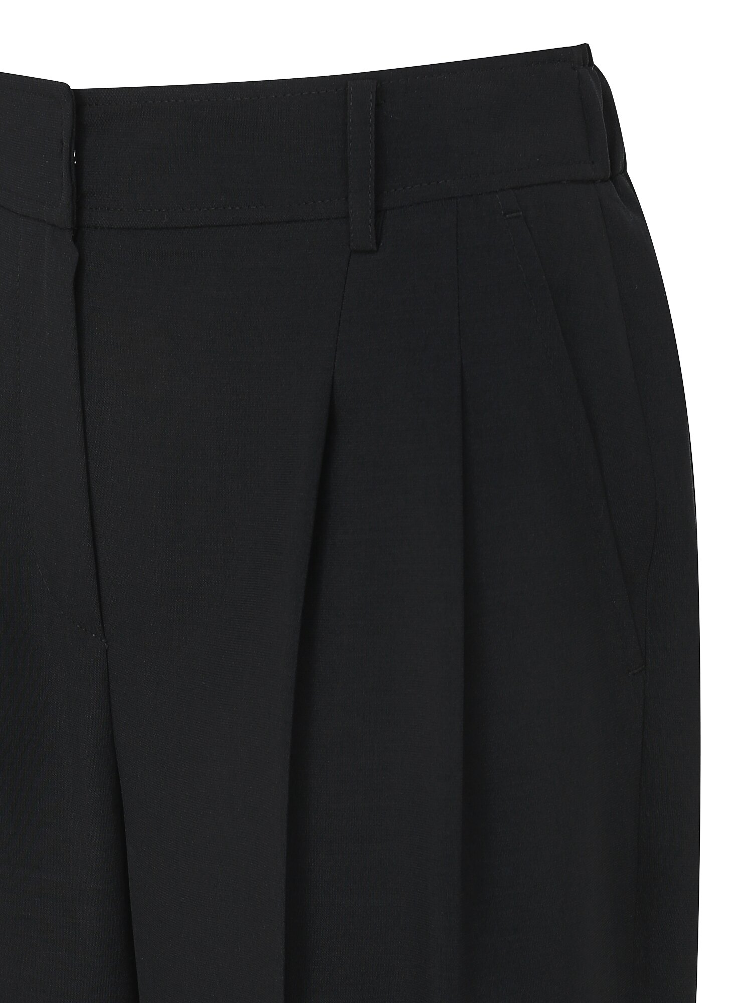 투턱 백 밴딩 세미 와이드 팬츠 (BLACK)