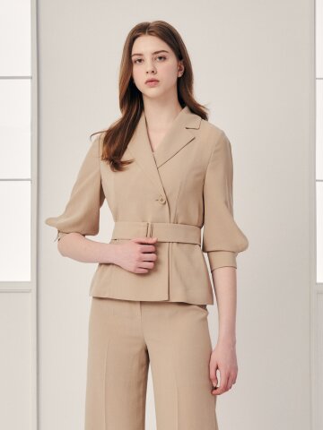 벨티드 테일러드 7부 재킷 