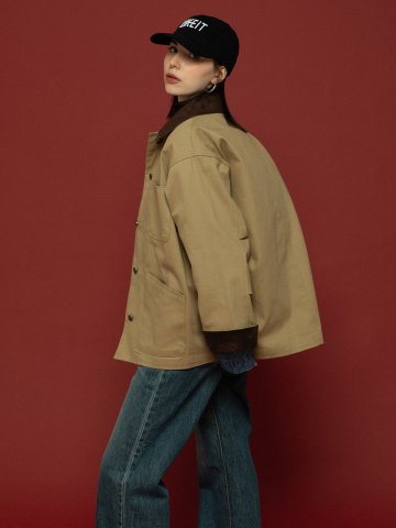 SUEDE 4 POCKET WORK JACKET BEIGE