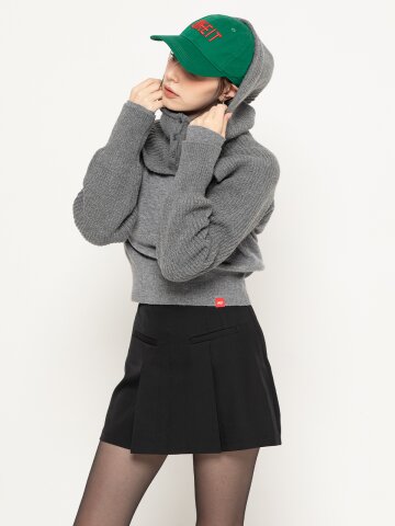 CUT PLEATS A MINI SKIRT (IN PANTS) BLACK