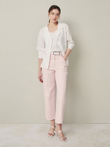 하이웨스트 와이드 워싱 데님 팬츠 