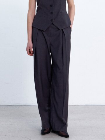 [25SS] SIERRA WIDE CULOTTE TUCK LONG PANTS BROWN