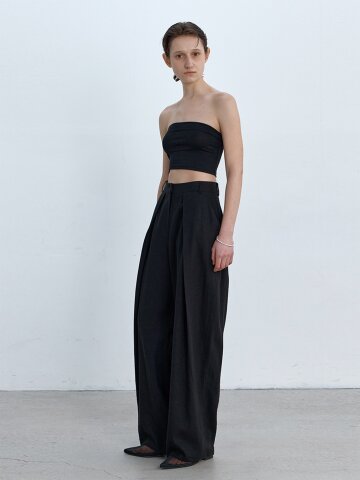 [25SS] SIERRA LINEN ONETUCK WIDE PANTS BLACK