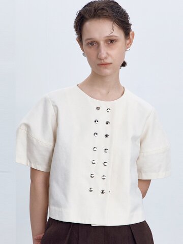 [25SS] SNAPPED CROP HALF SLEEVE JACKET IV