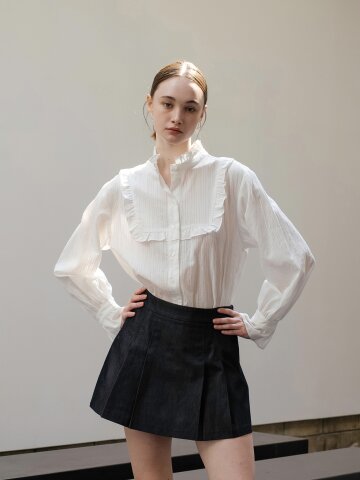 러플 디테일 코튼 셔츠
