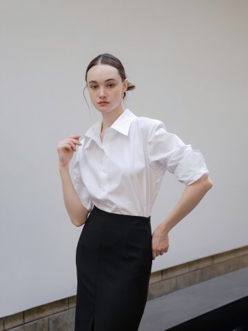 Y2 화이트 베이직 셔츠
