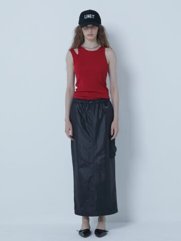 UTILITY CARGO LONG SKIRT BLACK