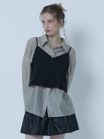 SEE THROUGH TENCEL COVER UP SHIRTS GREY