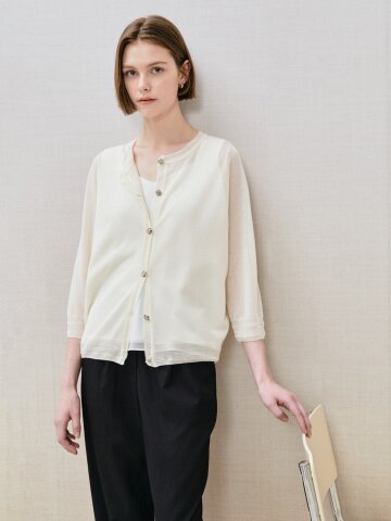 시스루 스팽글 라운드넥 가디건 