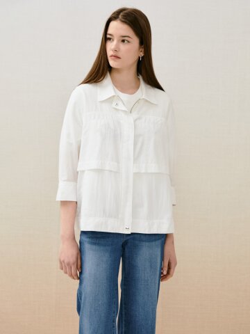 스트링 플랩 셔츠 점퍼 