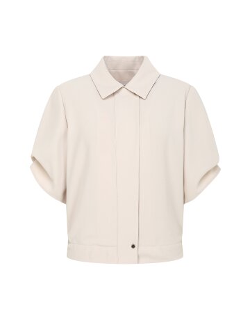 하프 슬리브 크롭 셔츠 점퍼 