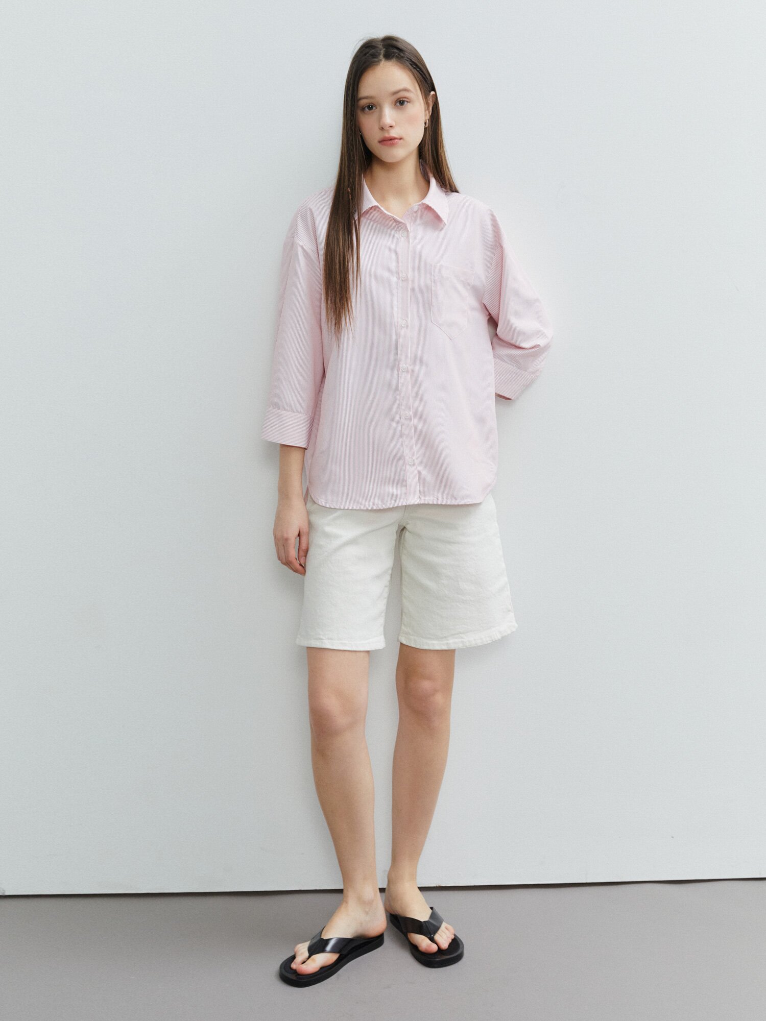 스트라이프 백 레터링 블라우스 (STRIPE RED)