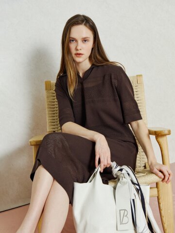 서머 브리즈 펀칭 니트 드레스 