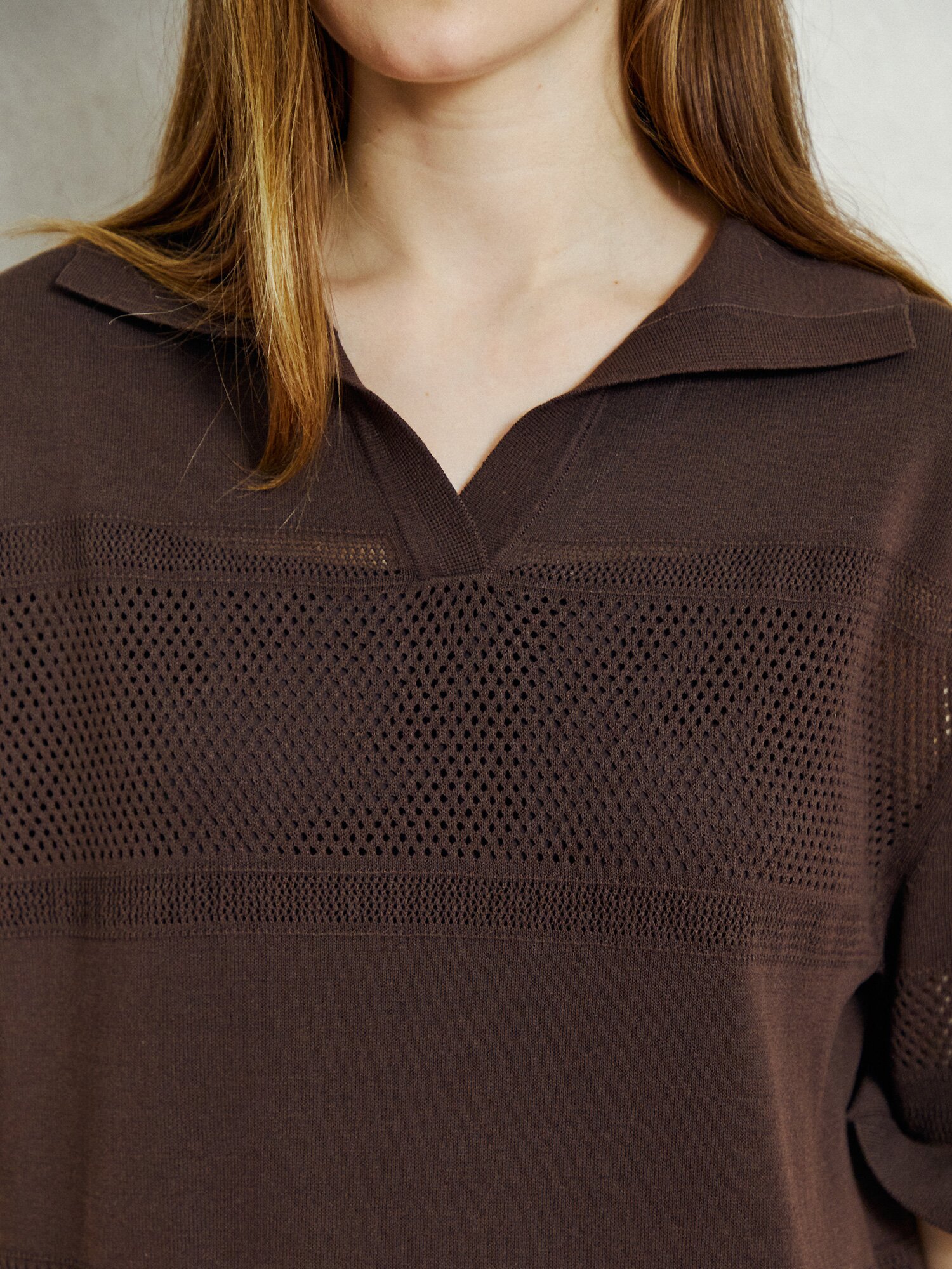 서머 브리즈 펀칭 니트 드레스 (DARK BROWN)