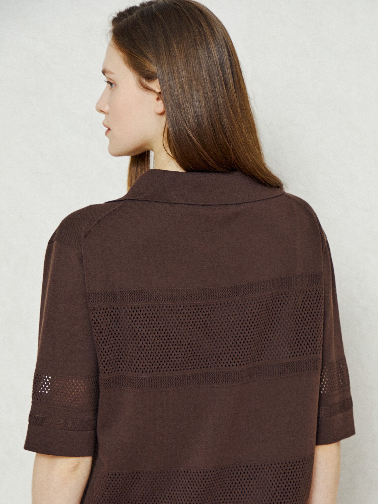 서머 브리즈 펀칭 니트 드레스 (DARK BROWN)