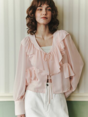 [4컬러] 오로라 리본 블라우스