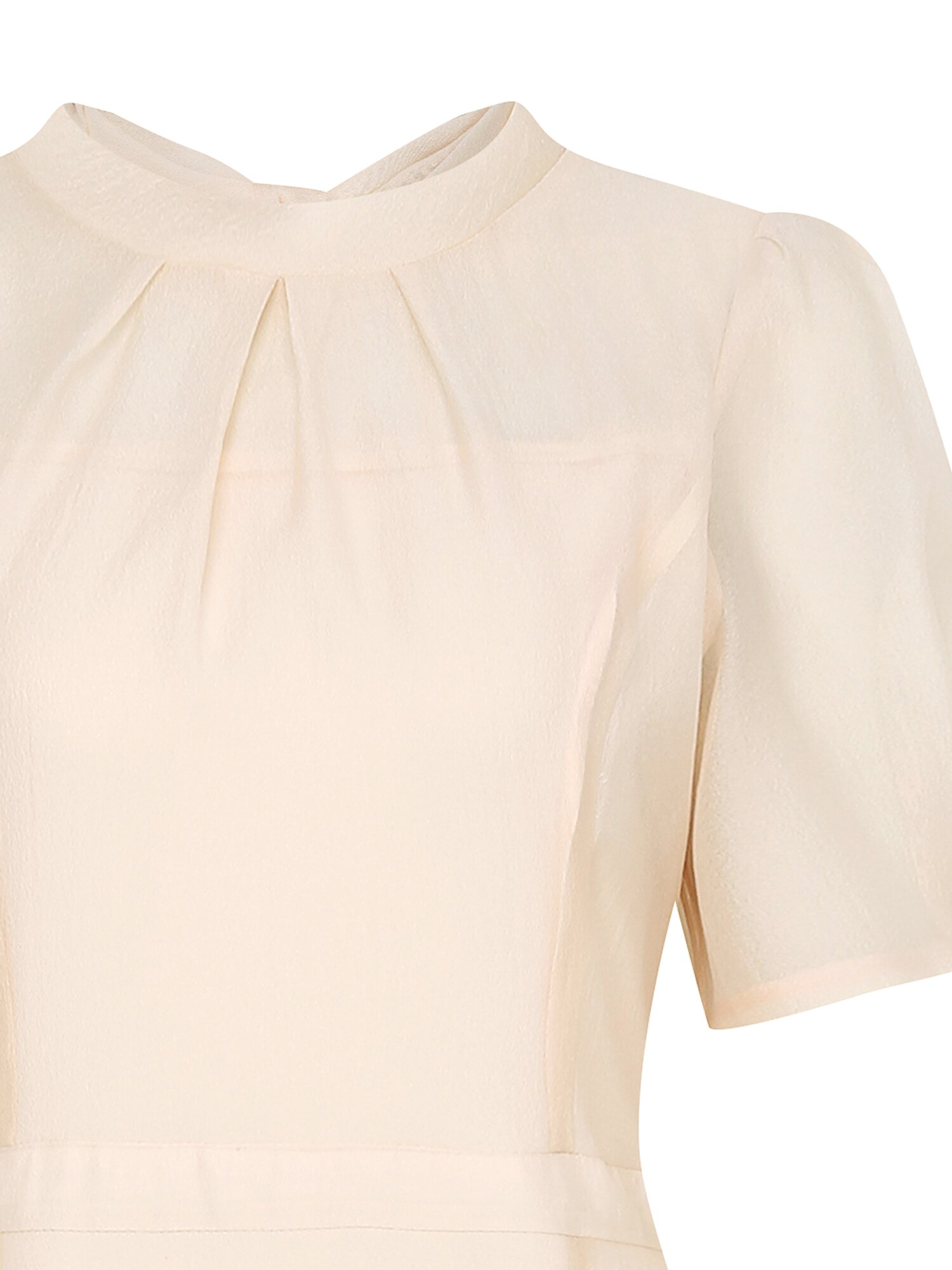 백 리본 퍼프 플레어 원피스 (LIGHT BEIGE)