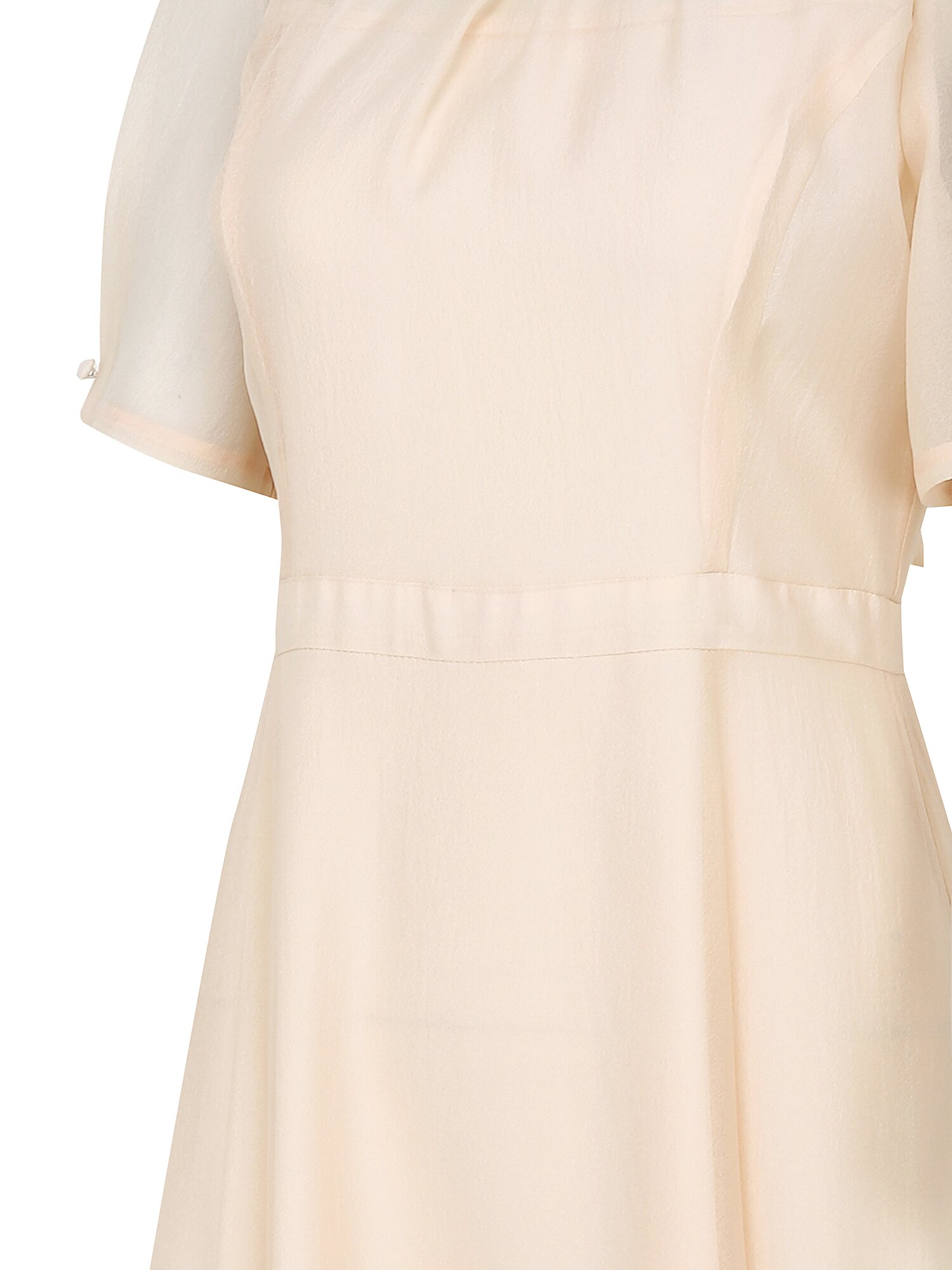 백 리본 퍼프 플레어 원피스 (LIGHT BEIGE)