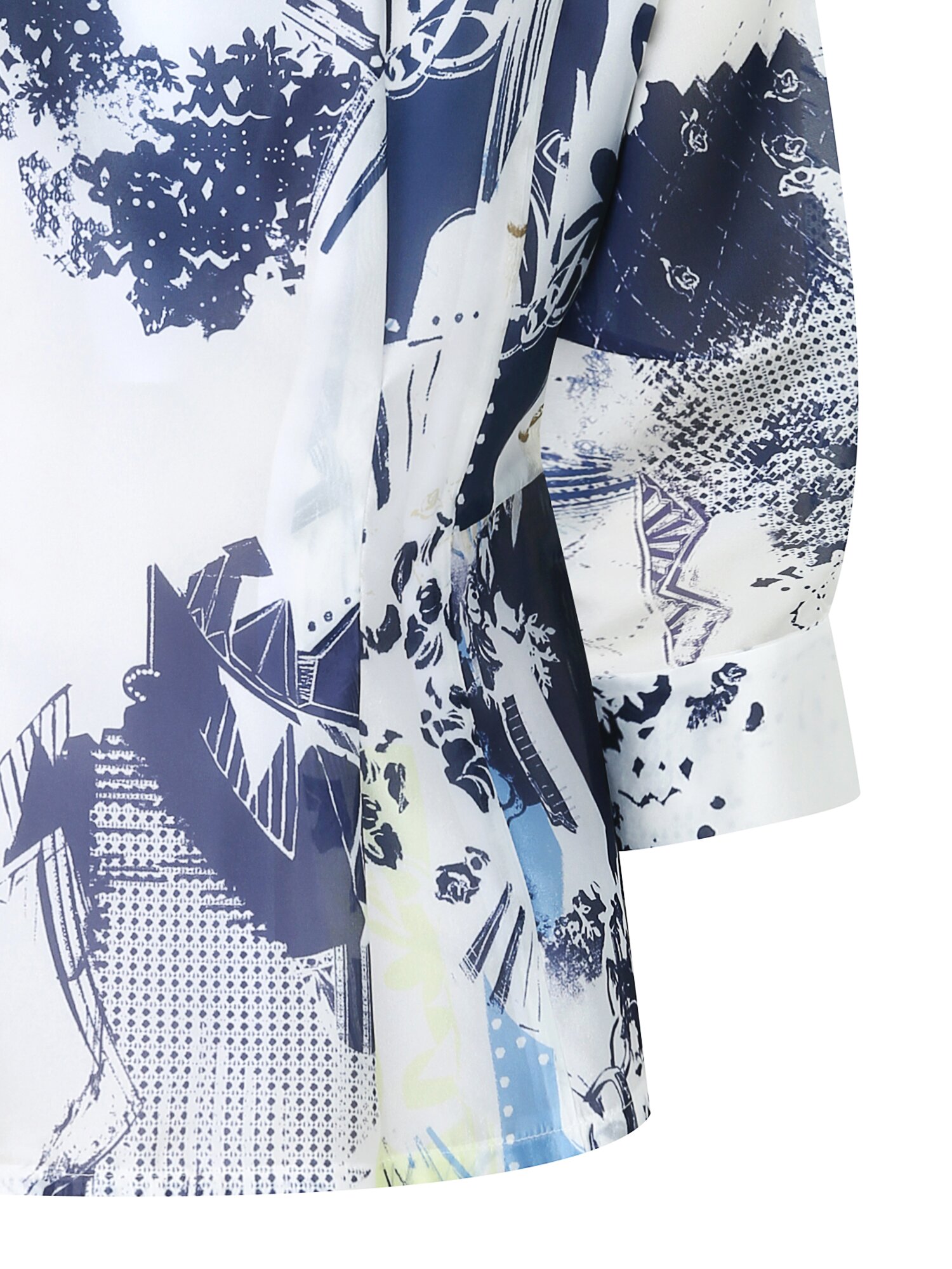 오픈 칼라 페플럼 블라우스 (PRINT NAVY)