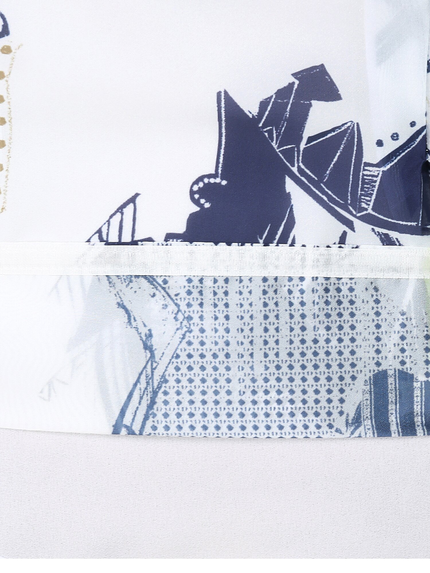 오픈 칼라 페플럼 블라우스 (PRINT NAVY)
