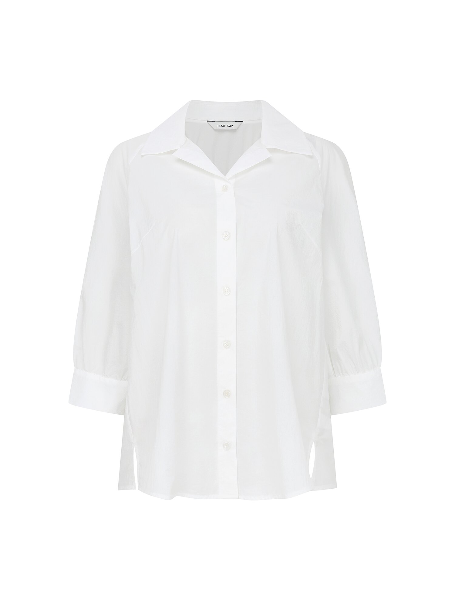 백 플리츠 오픈 칼라 블라우스 (WHITE)