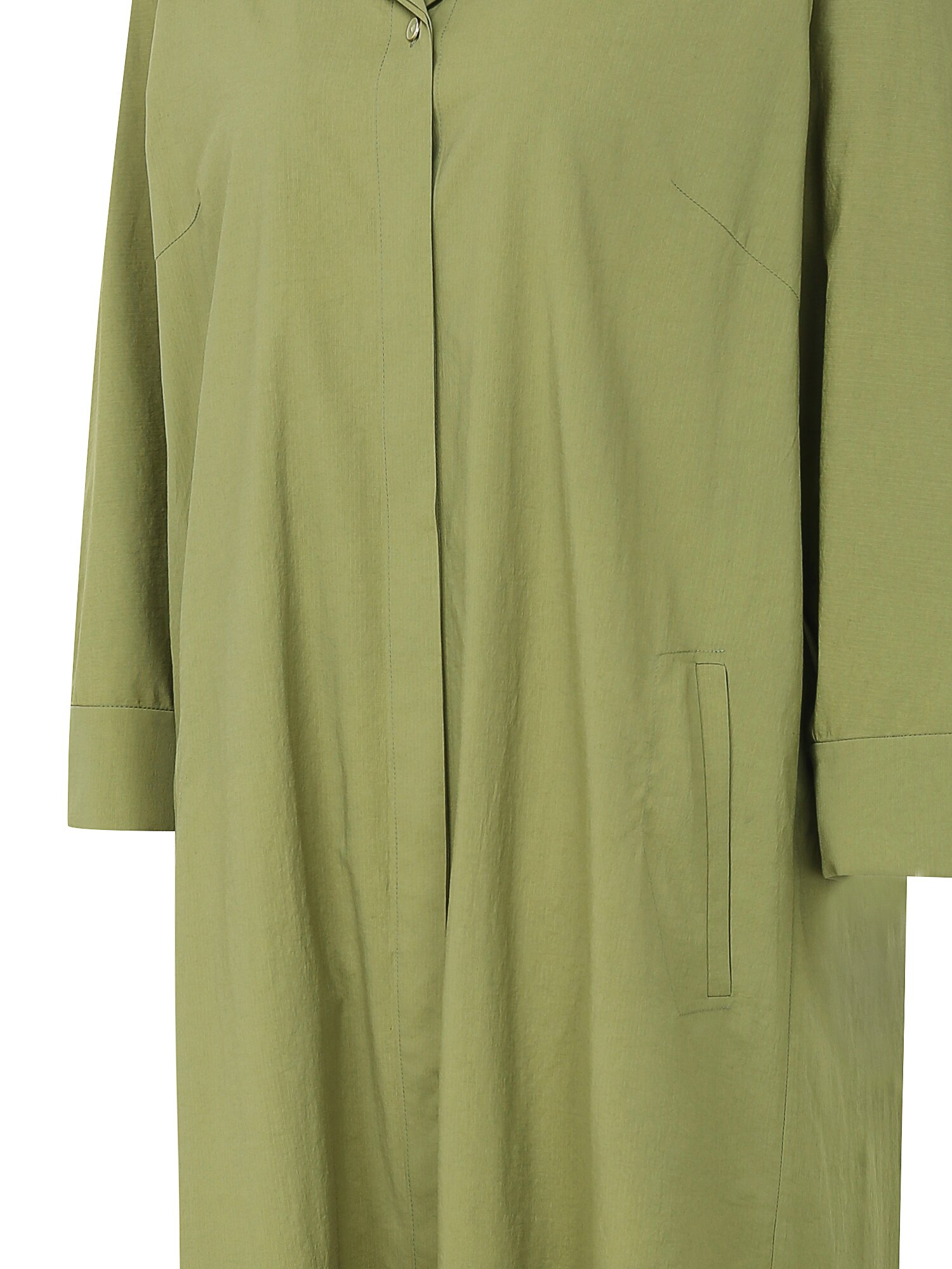 백 플리츠 오픈 칼라 셔츠 원피스 (OLIVE)