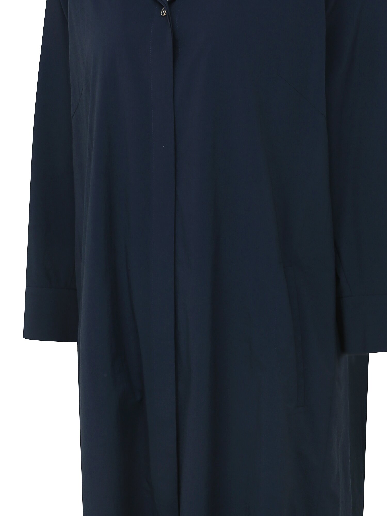 백 플리츠 오픈 칼라 셔츠 원피스 (DARK NAVY)