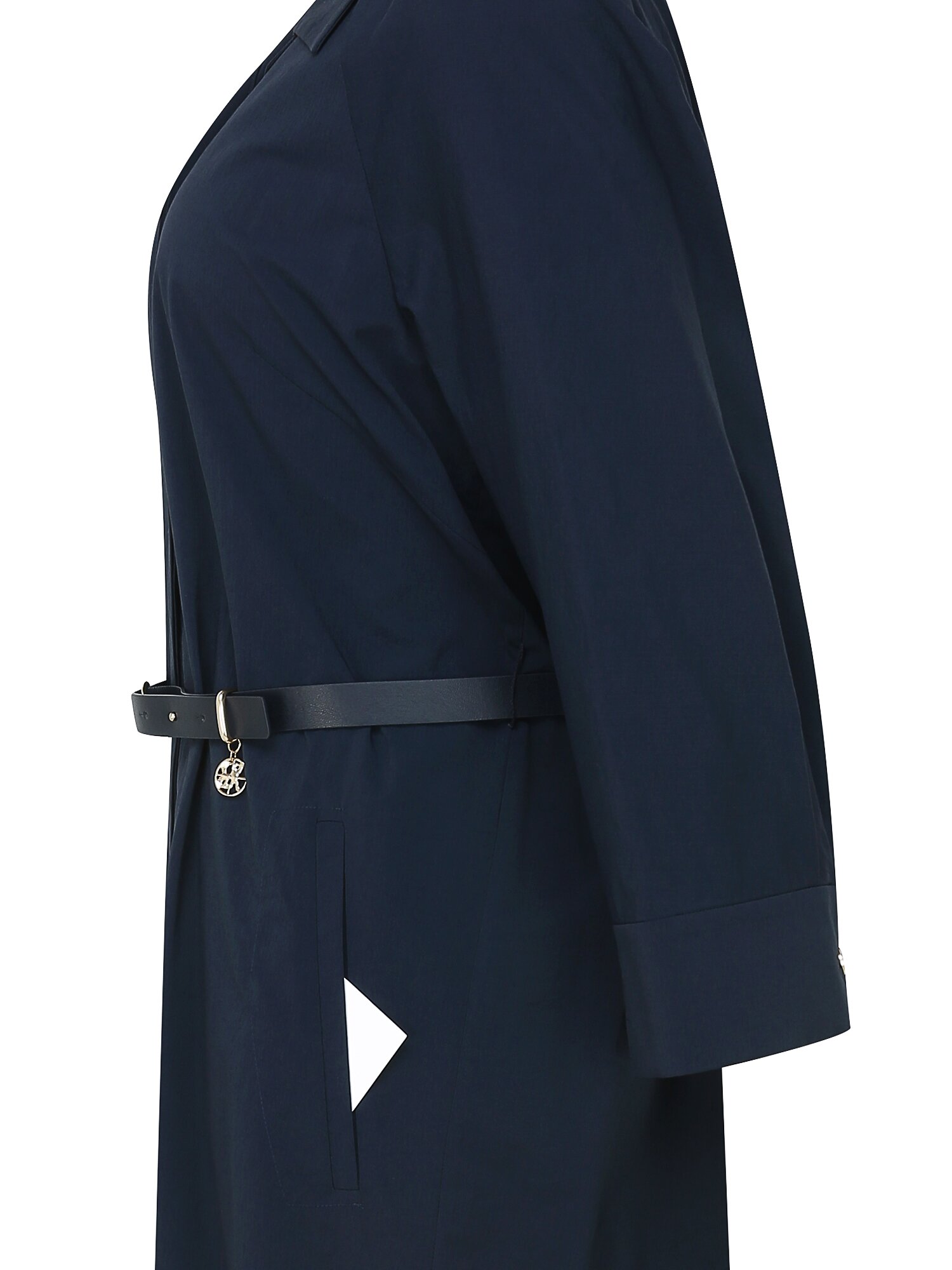 백 플리츠 오픈 칼라 셔츠 원피스 (DARK NAVY)