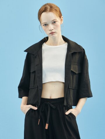 Linen Short Jacket [Black]