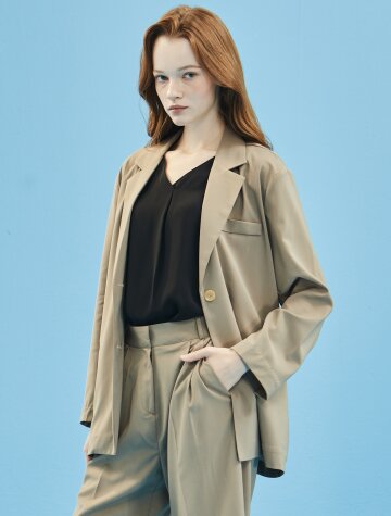 Summer Oversized Setup Blazer [KhakiBeige]