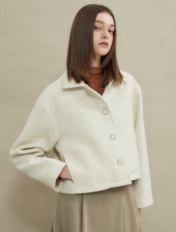 Cozy short wool-coat [Ivory]