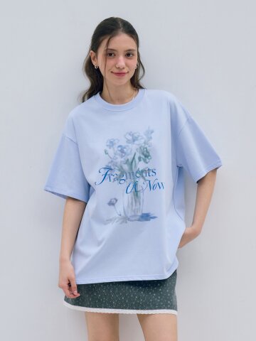 MET flower vase DTP T-shirts fresh blue