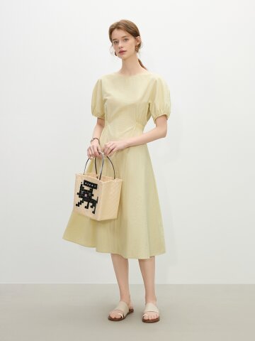 WD_Spring puff sleeve dress_3color
