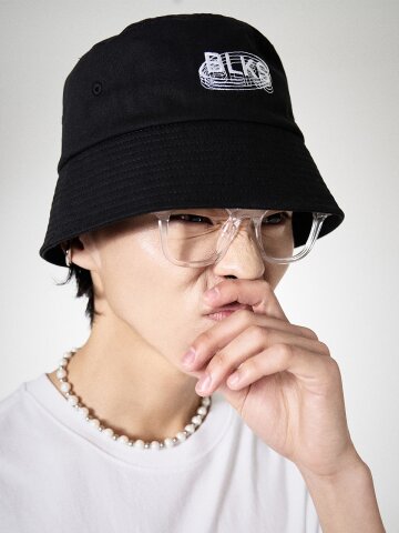 그립 홀로 자수 버킷햇_블랙