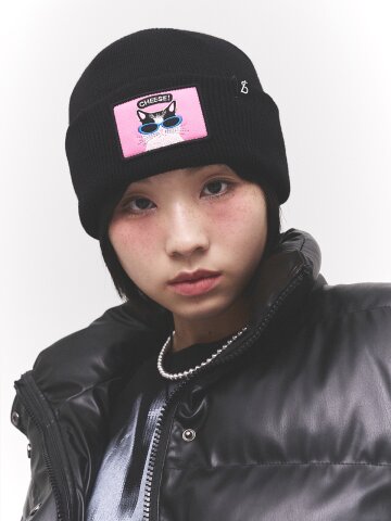 애니멀 와펜 핑크캣 6각 비니