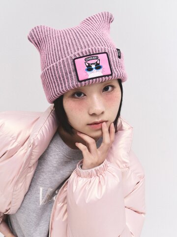 애니멀 와펜 핑크캣 투톤 귀비니