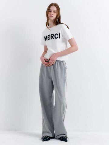 Lace Lining Track Pants_Melange Gray