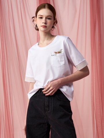 [페리 메라] 오간자 포인트 티셔츠 (화이트)