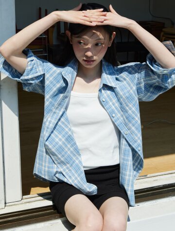 Soft cotton washing check shirts_BLUE