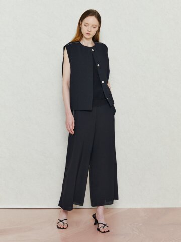 소프트 세미 플레어 백밴딩 팬츠 