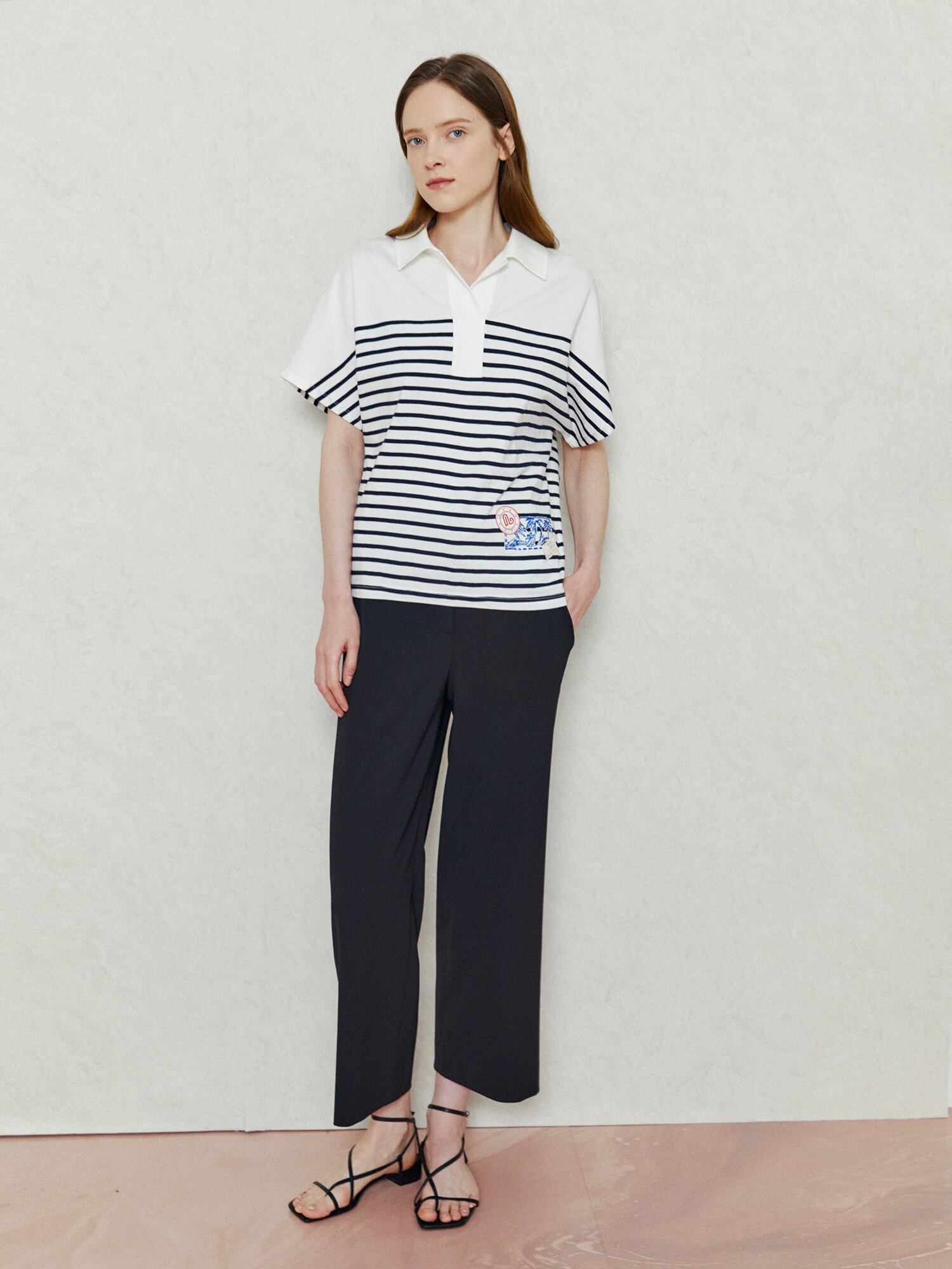 캐주얼 스트라이프 반팔 티셔츠 (STRIPE NAVY)