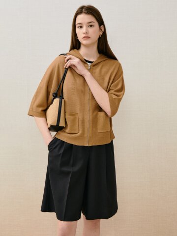 네트 후드 집업 가디건 