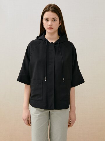 오버핏 래글런 후드 점퍼 