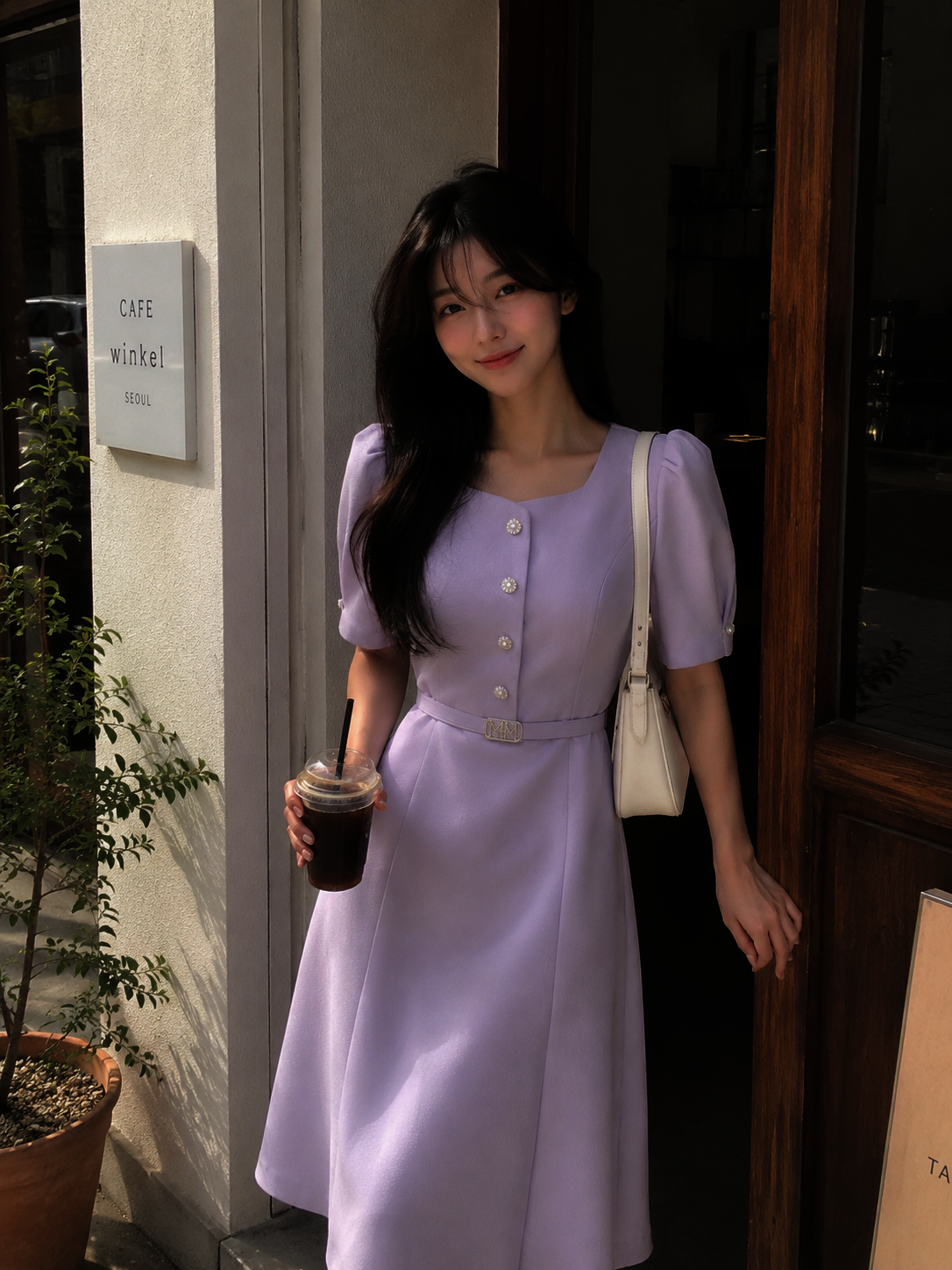 펄 버튼 퍼프 머메이드 원피스 (LAVENDAR)