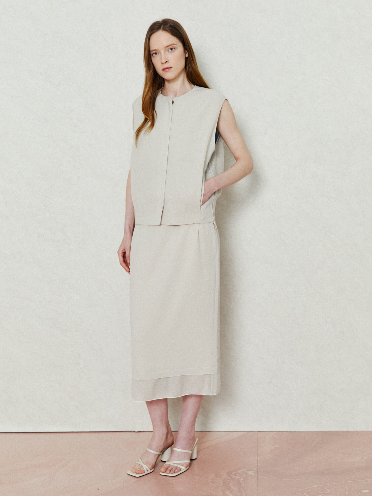 백 니트 배색 버튼 베스트 (LIGHT BEIGE)