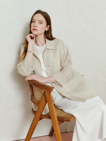 라이트 핏 시스루 트렌치 재킷 