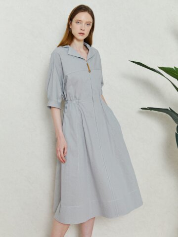 집업 클래식 스트라이프 원피스 