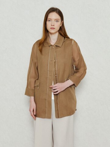 라이트 핏 시스루 트렌치 재킷 