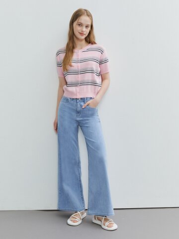 쿨링 인밴딩 와이드 데님 팬츠 