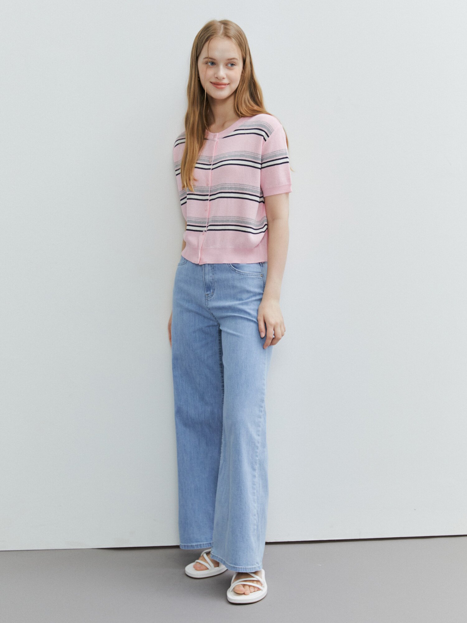 쿨링 인밴딩 와이드 데님 팬츠 (LIGHT BLUE)